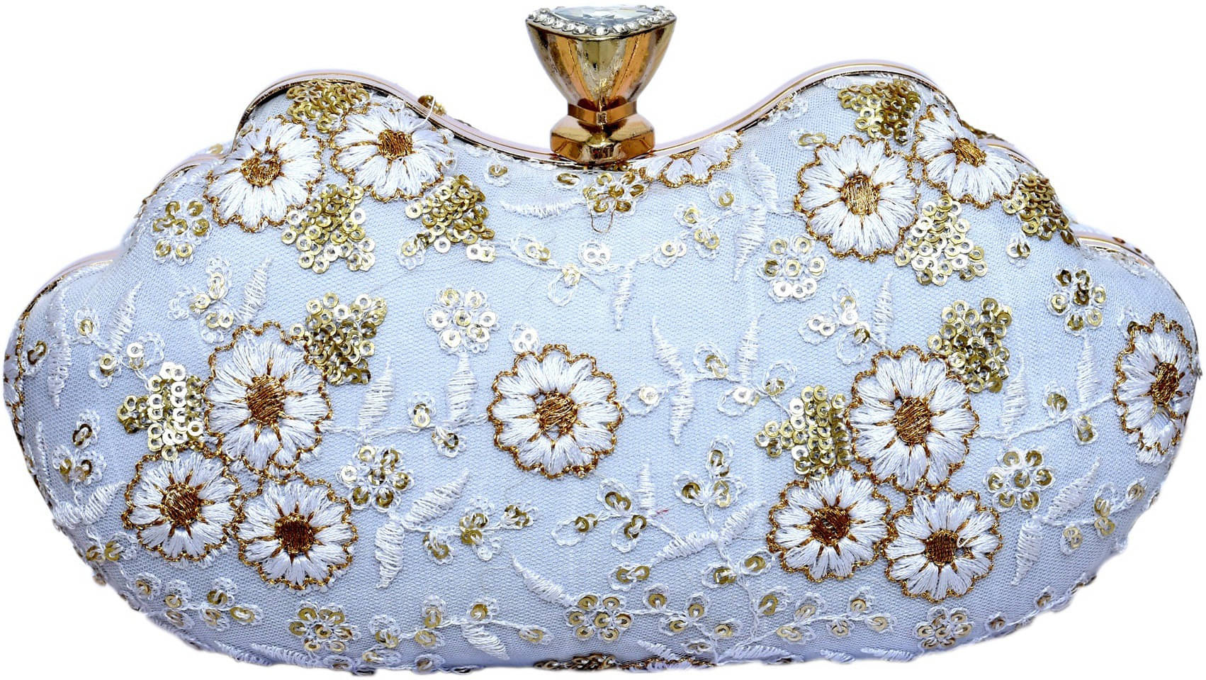     			Tooba Handicraft White Fabric Box Clutch