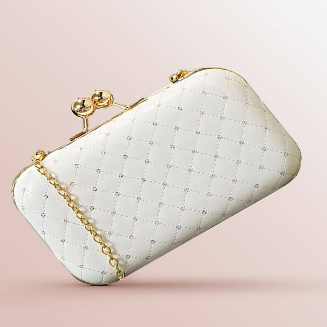     			Tooba Handicraft White Fabric Box Clutch