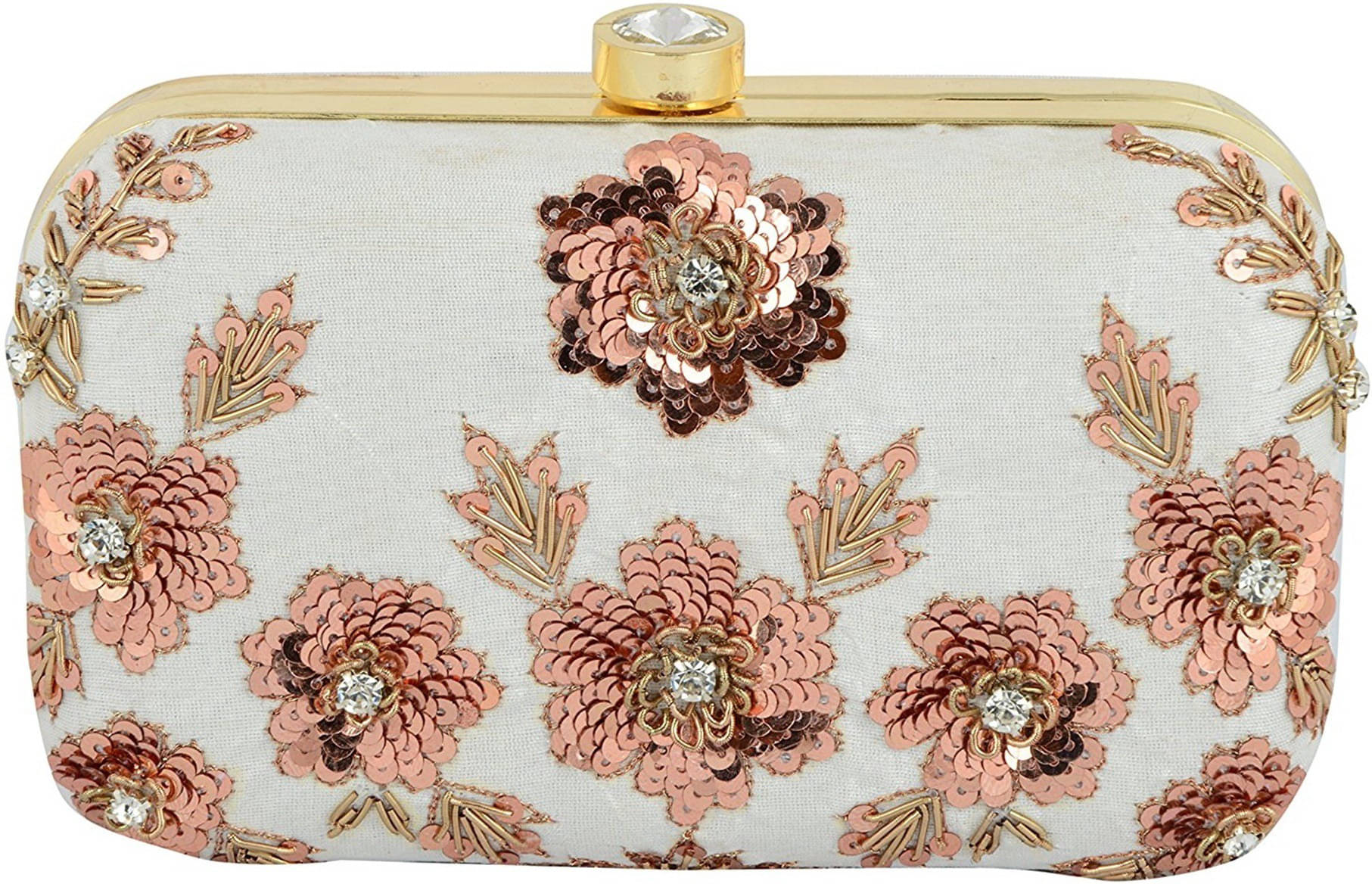     			Tooba Handicraft White Fabric Box Clutch