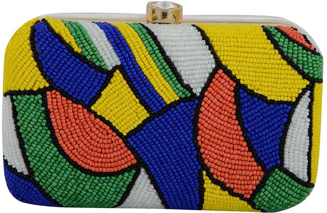     			Tooba Handicraft White Fabric Box Clutch