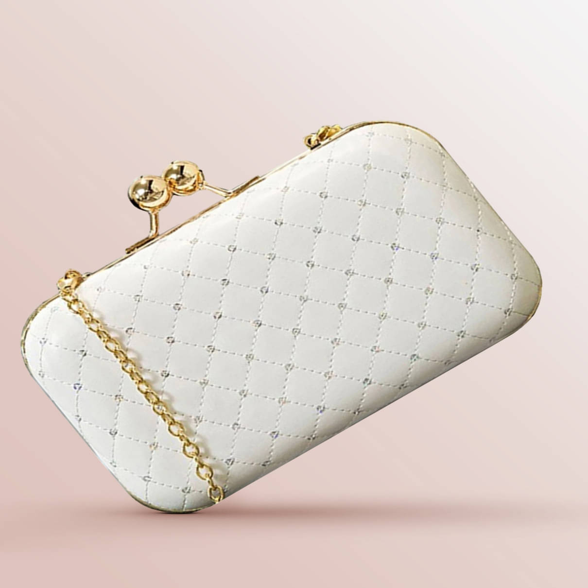     			Tooba Handicraft White Fabric Box Clutch