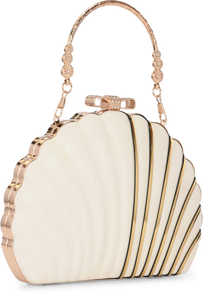     			Tooba Handicraft White Fabric Box Clutch