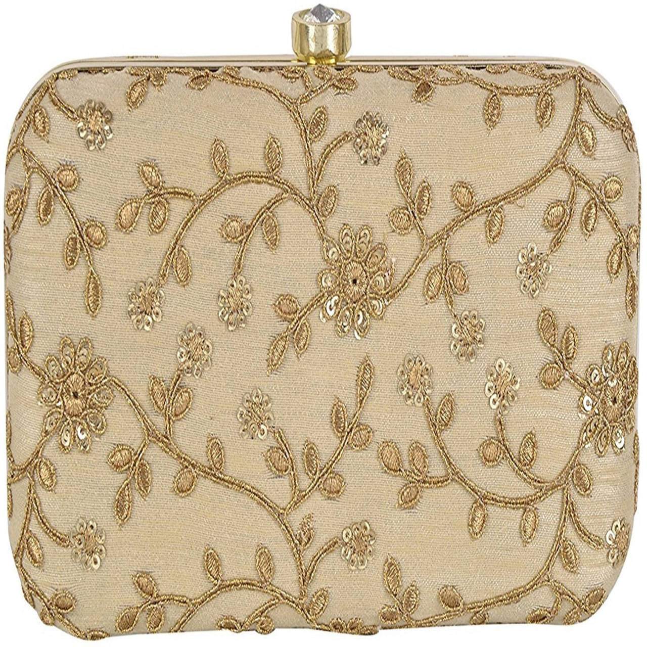     			Tooba Handicraft White Fabric Box Clutch