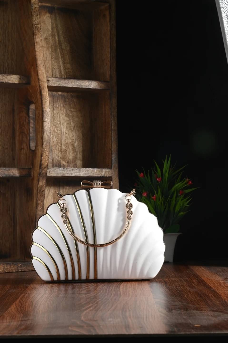     			Tooba Handicraft White Fabric Box Clutch