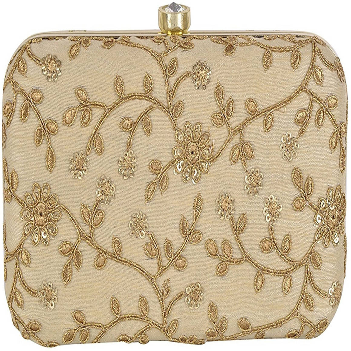     			Tooba Handicraft White Fabric Box Clutch