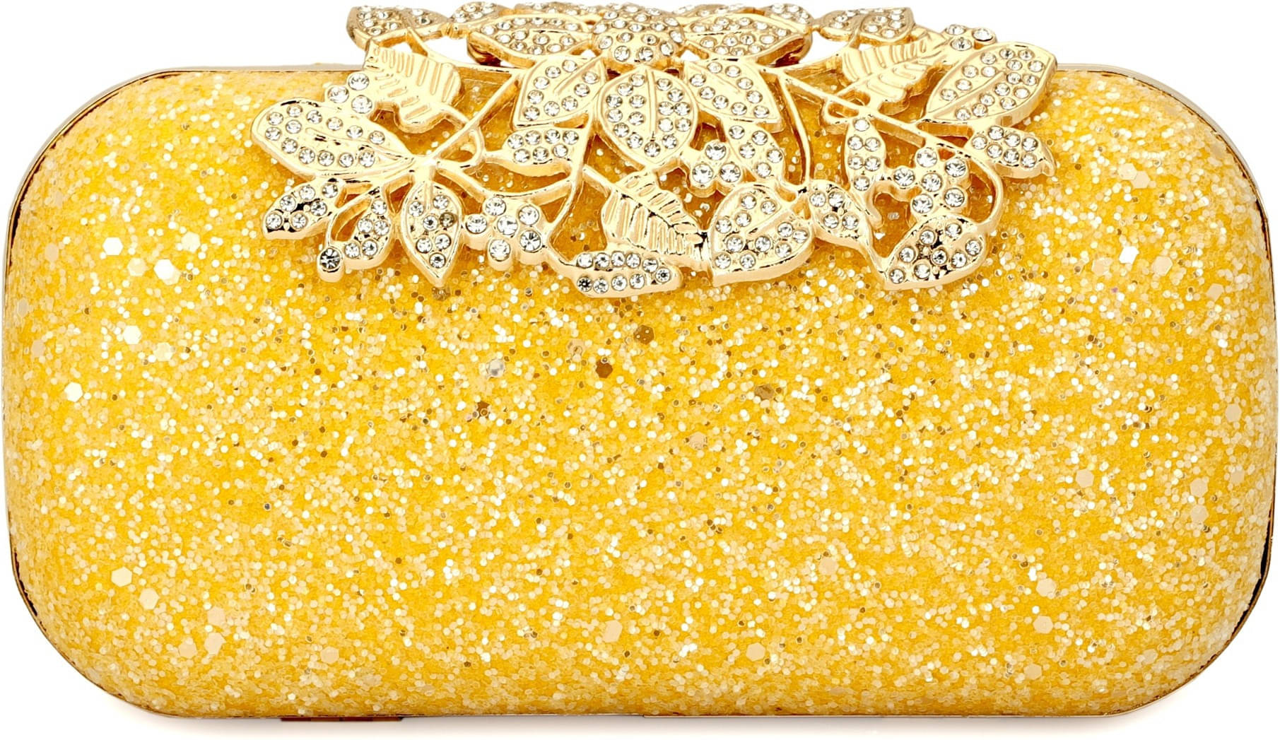     			Tooba Handicraft Yellow Fabric Box Clutch