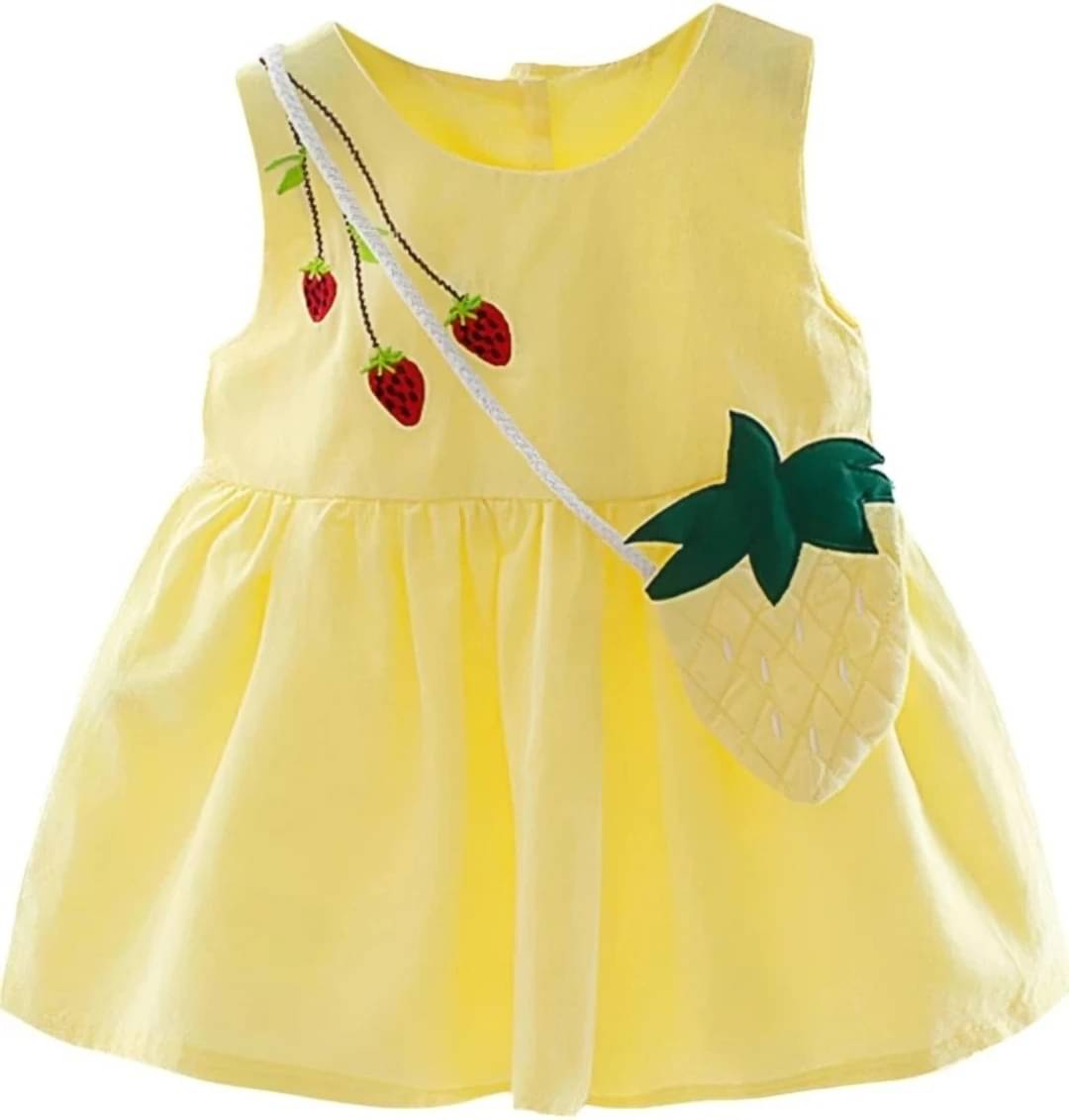     			UPTREND VESTURE Cotton Blend Dress For Baby Girls ( Pack of 1 , Yellow )