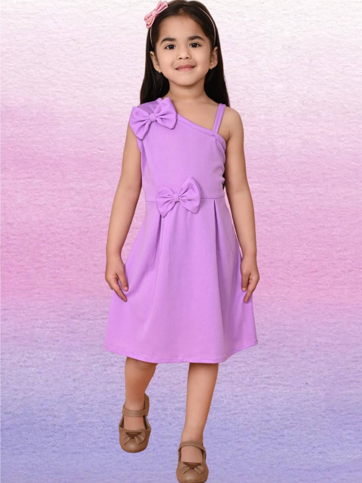     			UPTREND VESTURE Cotton Blend Dress For Baby Girls ( Pack of 1 , Purple )