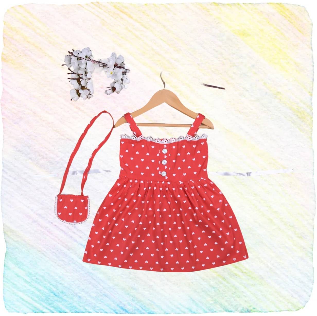     			UPTREND VESTURE Cotton Blend Dress For Baby Girls ( Pack of 1 , Red )