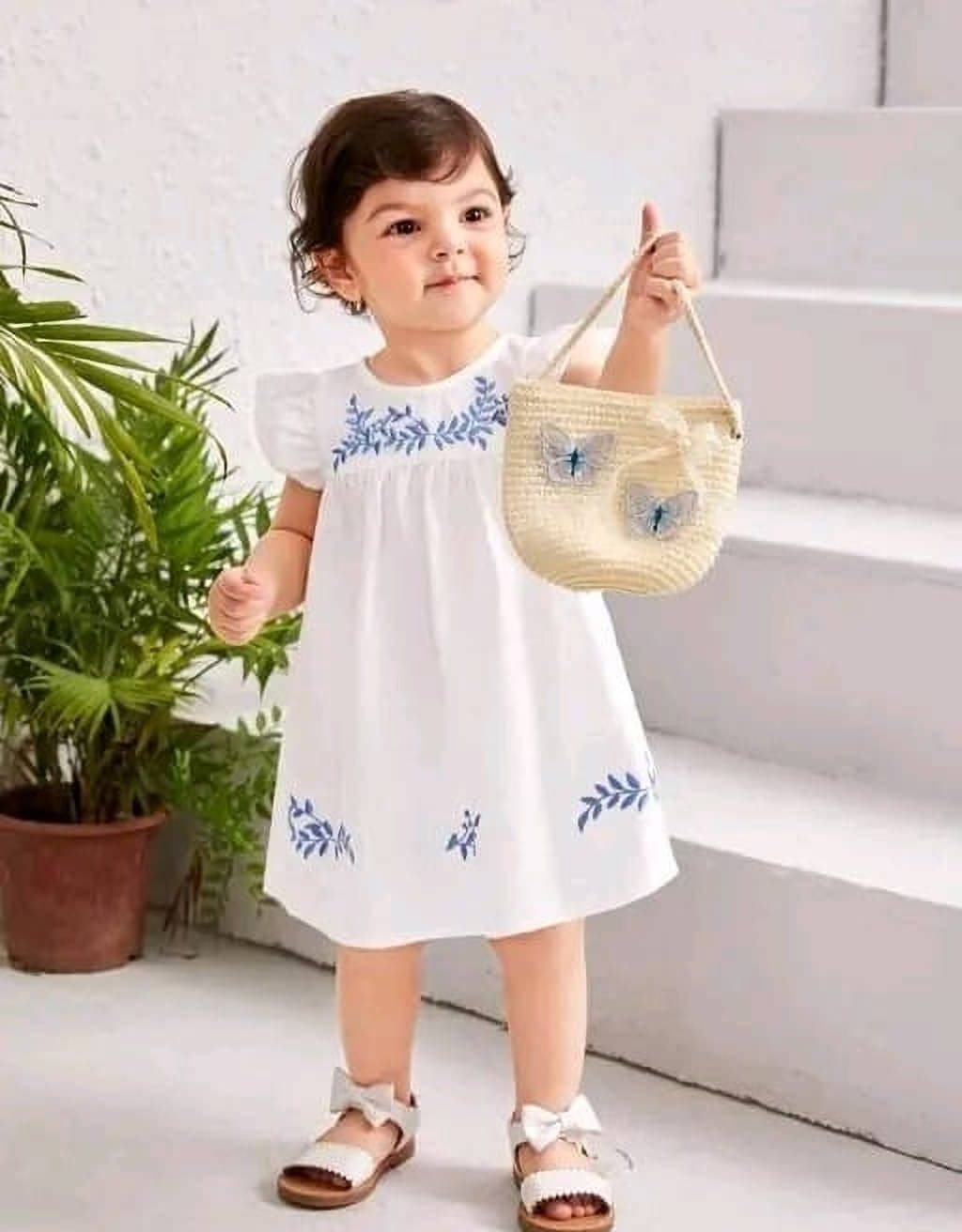     			UPTREND VESTURE Cotton Blend Dress For Baby Girls ( Pack of 1 , White )