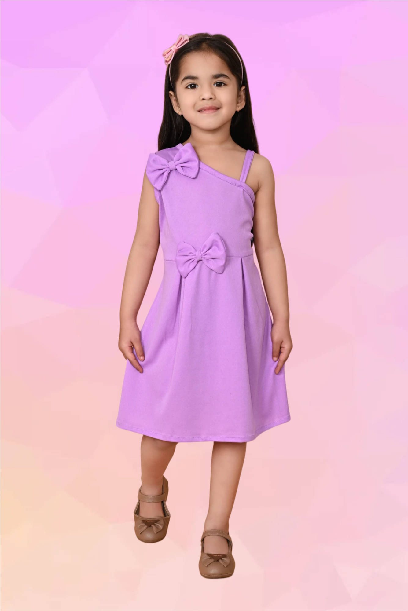     			UPTREND VESTURE Cotton Blend Dress For Girls ( Pack of 1 , Purple )