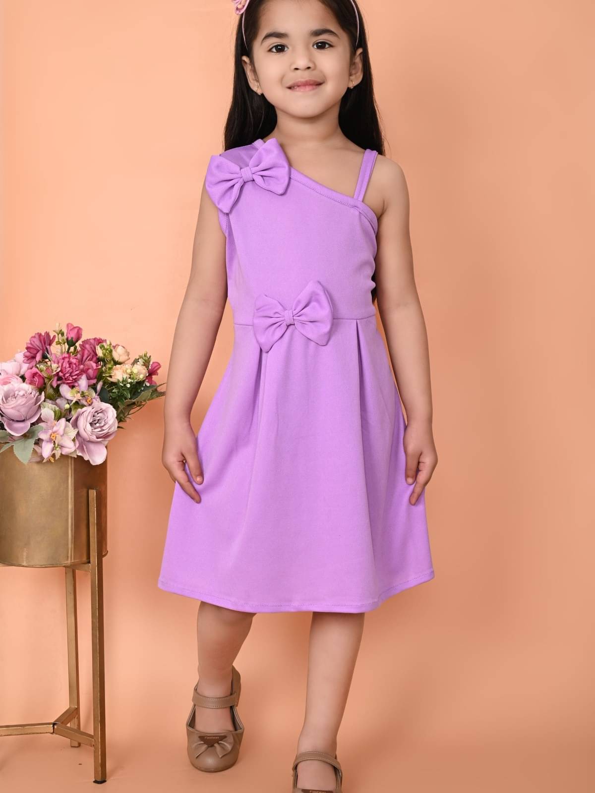     			UPTREND VESTURE Crepe Dress For Baby Girls ( Pack of 1 , Purple )