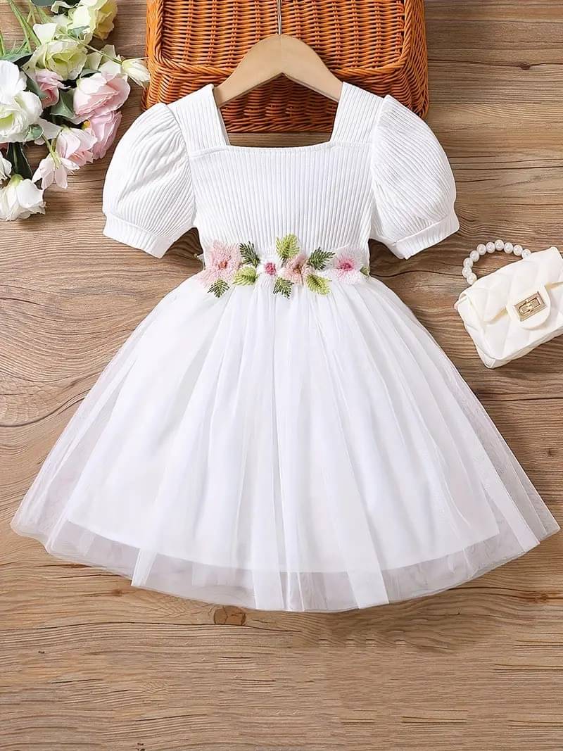     			UPTREND VESTURE Net Dress For Baby Girls ( Pack of 1 , White )