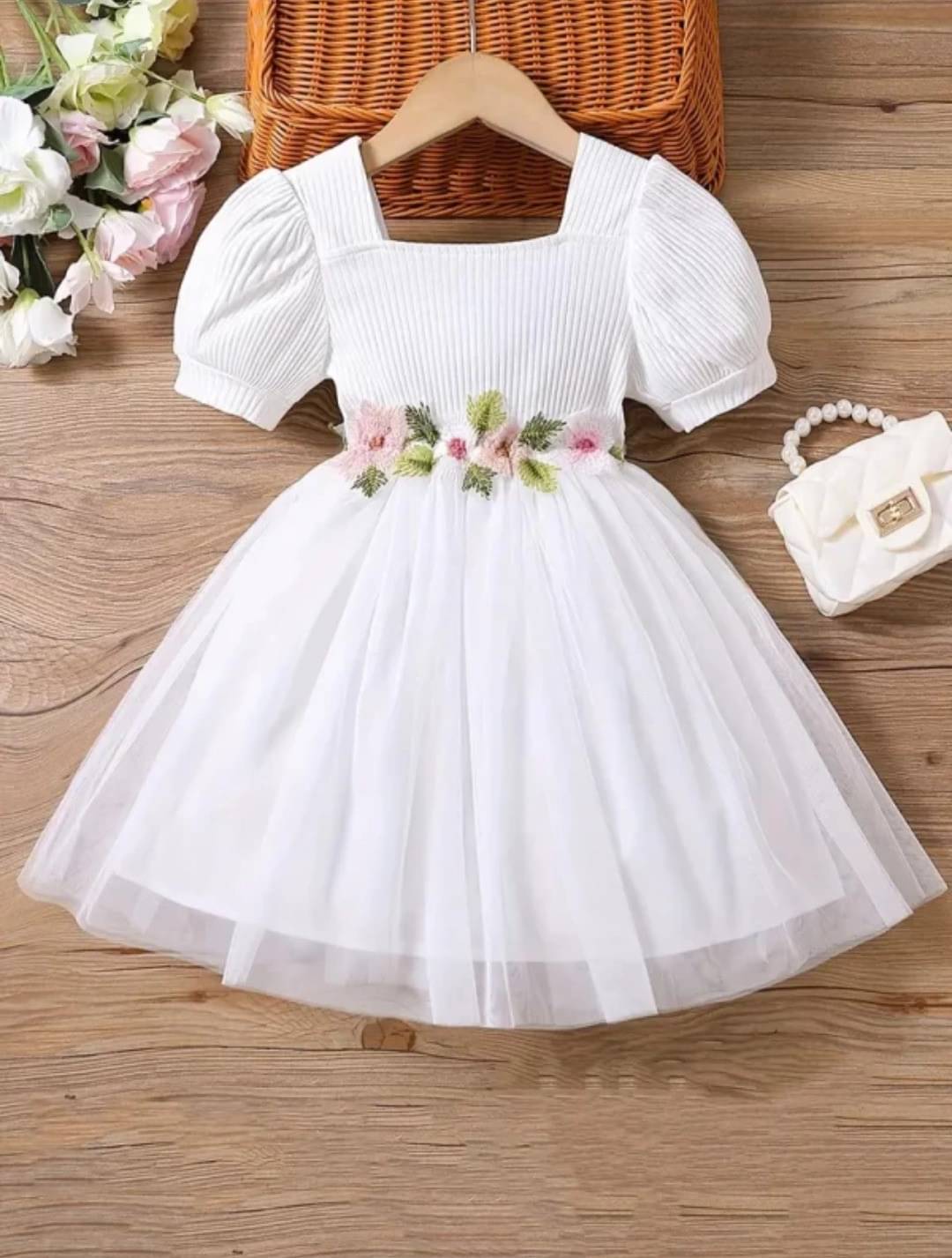 UPTREND VESTURE Net Dress For Girls ( Pack of 1 , White ) UPTREND VESTURE Net Dress For Girls ( Pack of 1 , White )