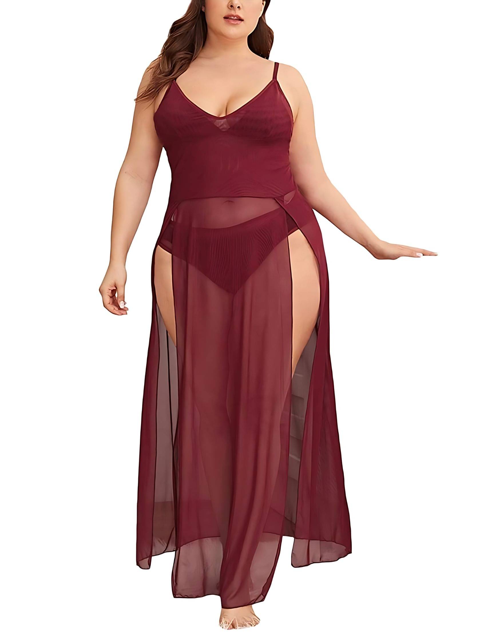 WOYAK Maroon Net Women's Nightwear Baby Doll Dresses With Panty ( Pack of 1 ) WOYAK Maroon Net Women's Nightwear Baby Doll Dresses With Panty ( Pack of 1 )
