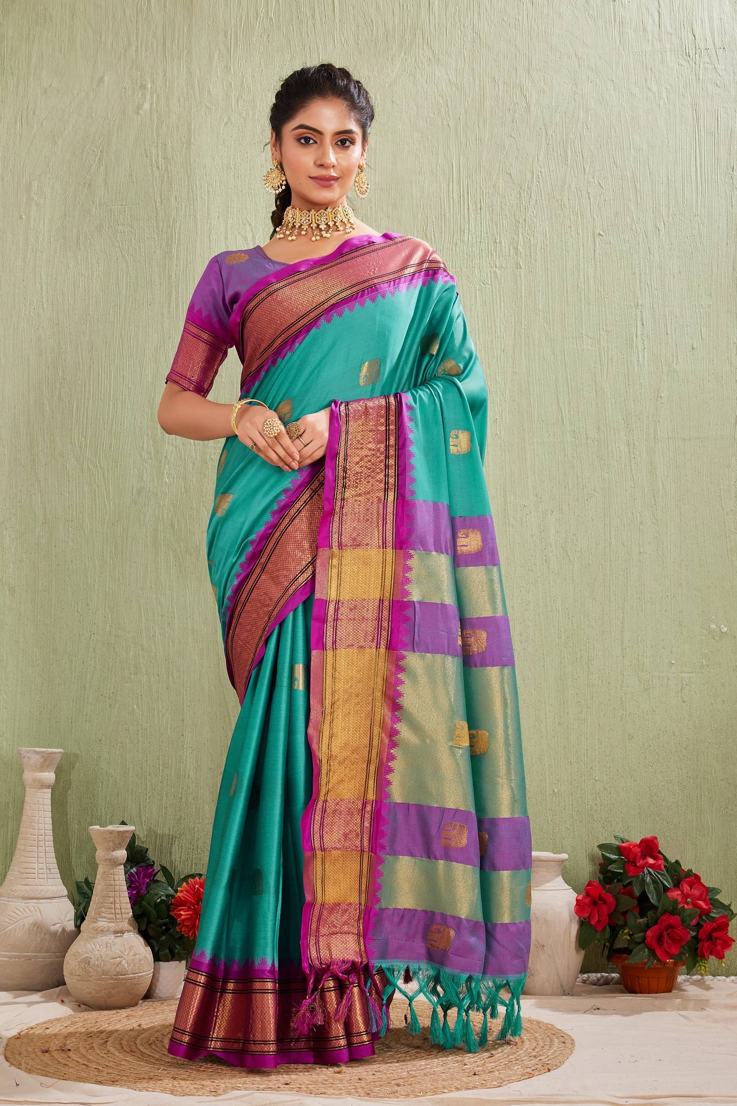 A TO Z CART Cotton Silk Woven Saree With Unstitched Blouse Piece ( Sky Blue ) A TO Z CART Cotton Silk Woven Saree With Unstitched Blouse Piece ( Sky Blue )