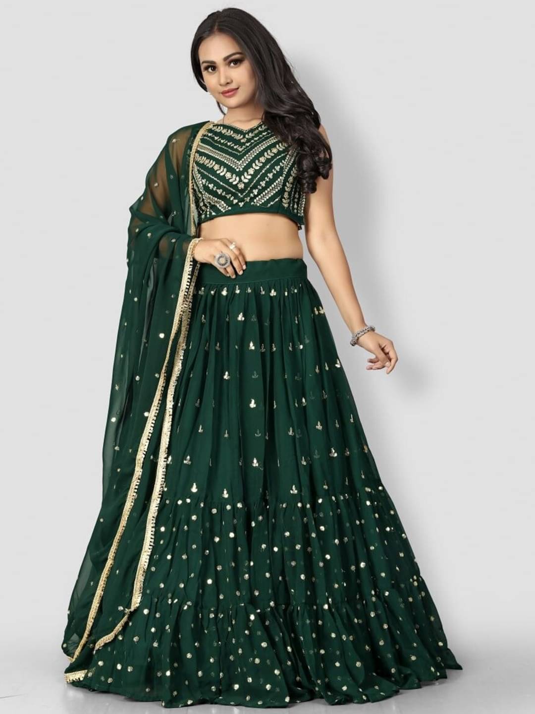 A TO Z CART Green Georgette Chaniya Choli Semi Stitched Lehenga Single A TO Z CART Green Georgette Chaniya Choli Semi Stitched Lehenga Single