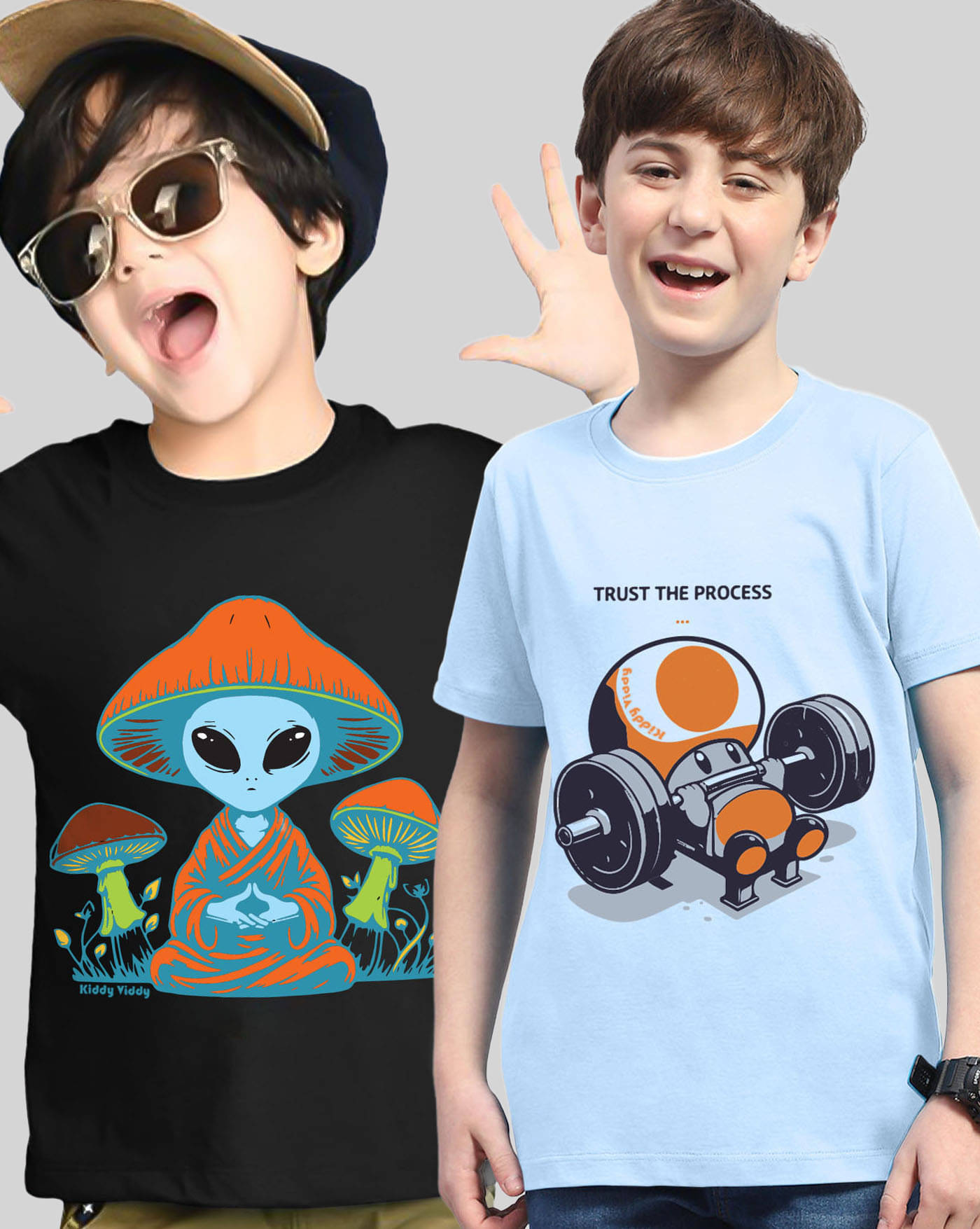     			AOOSH Pack of 2 Boys Cotton Blend T-Shirt ( Sky Blue )