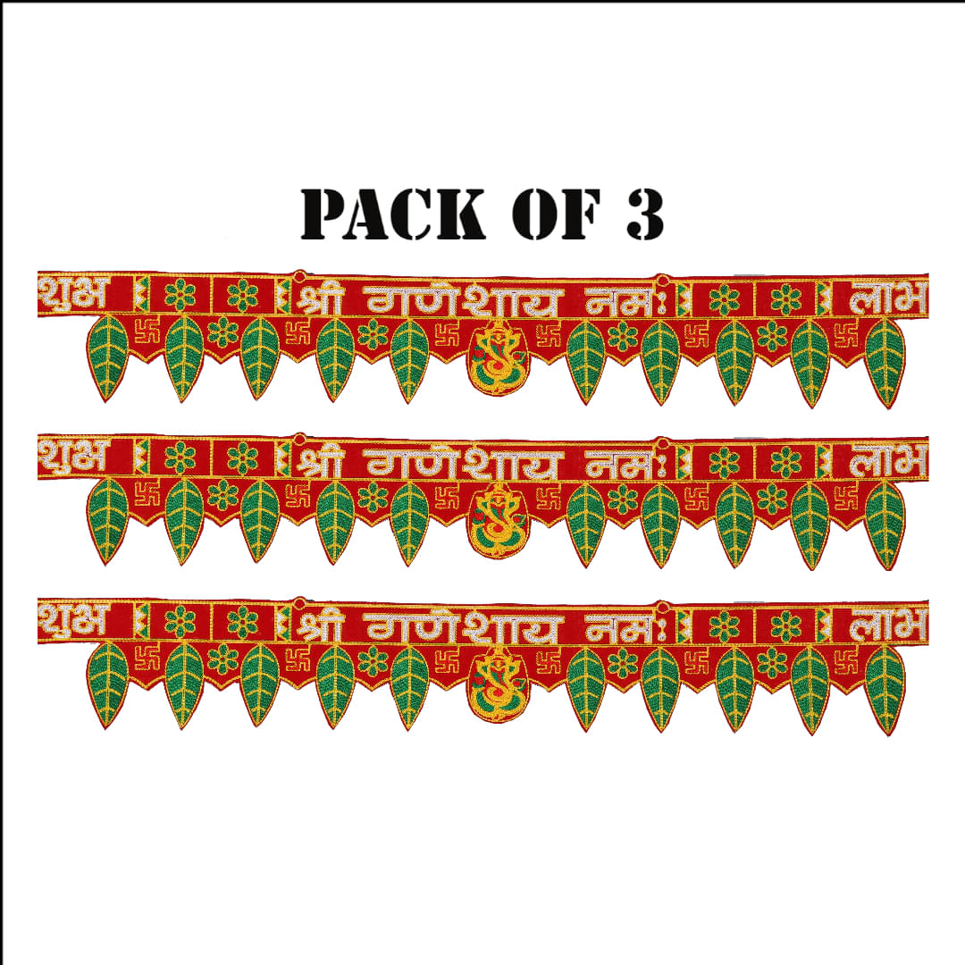     			Agenzia Exim ganehay green pan traditional door hanging toran. packe of 3