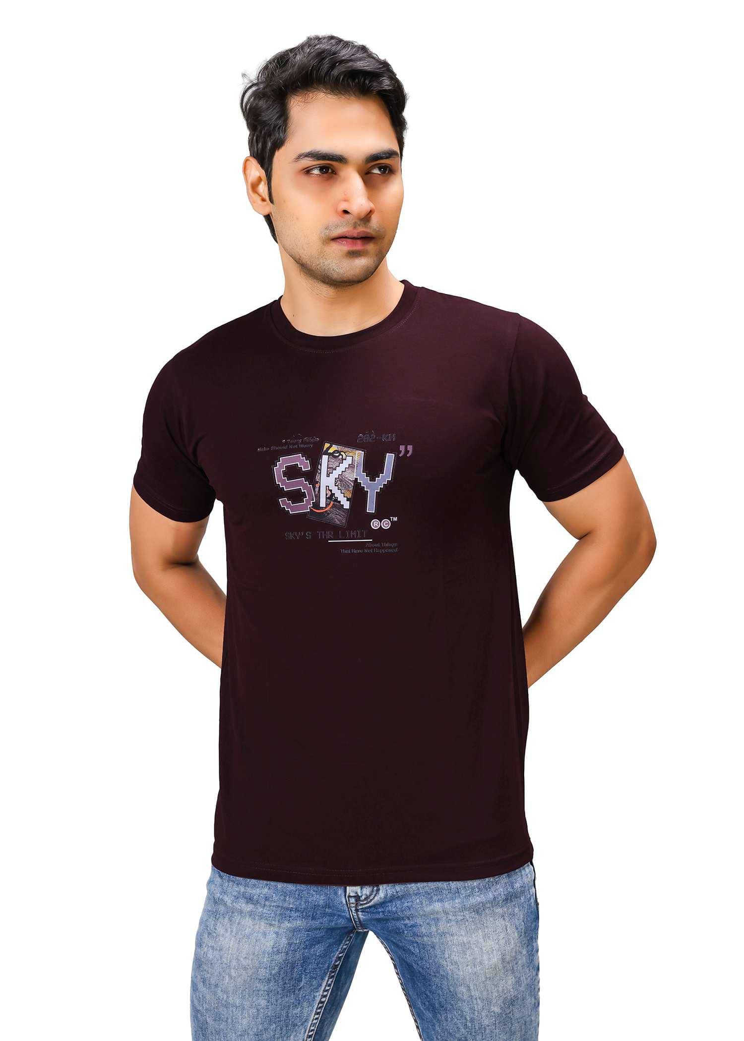 BIG INNING Men Cotton Blend Regular Fit Printed T-Shirt ( Brown ) BIG INNING Men Cotton Blend Regular Fit Printed T-Shirt ( Brown )