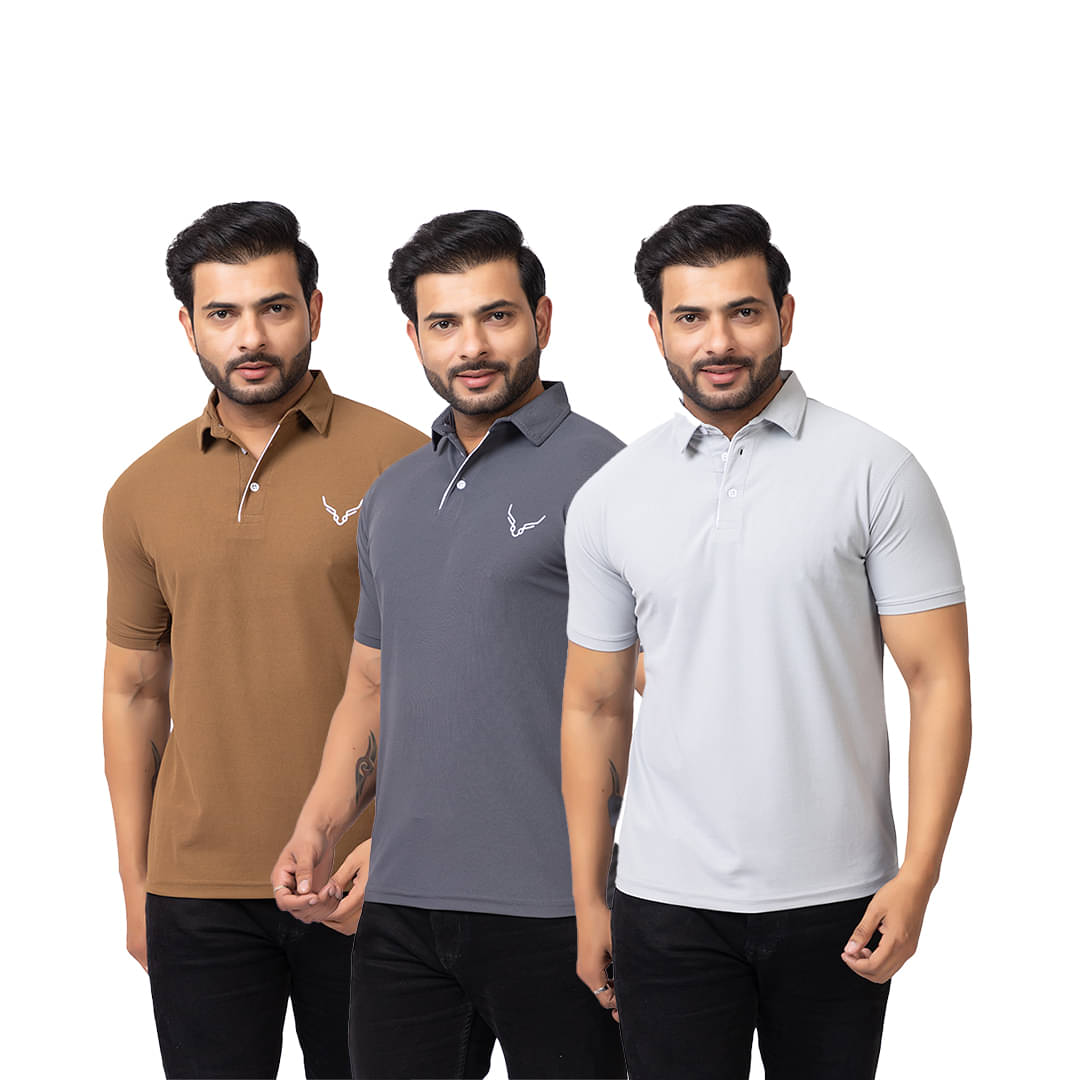     			BUFFARO Men Cotton Regular Fit Solid Polo T Shirt ( Multicolor9 )
