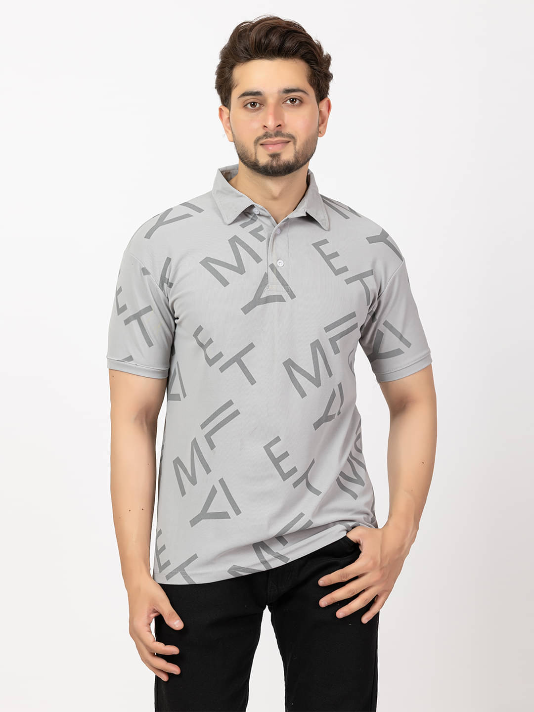 BUFFARO Men Cotton Regular Fit Printed Polo T Shirt ( Grey Melange ) BUFFARO Men Cotton Regular Fit Printed Polo T Shirt ( Grey Melange )