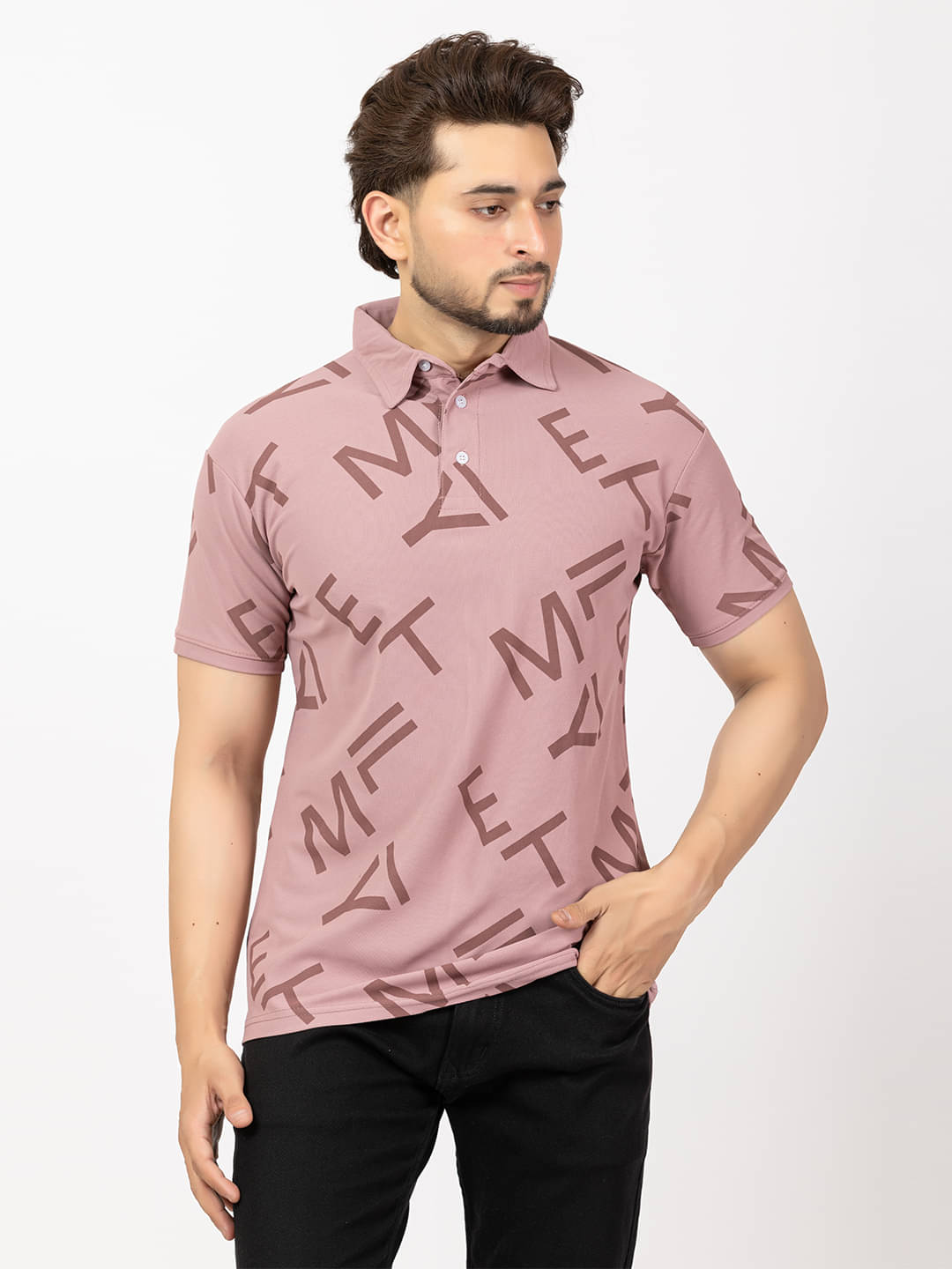 BUFFARO Men Cotton Regular Fit Printed Polo T Shirt ( Pink ) BUFFARO Men Cotton Regular Fit Printed Polo T Shirt ( Pink )