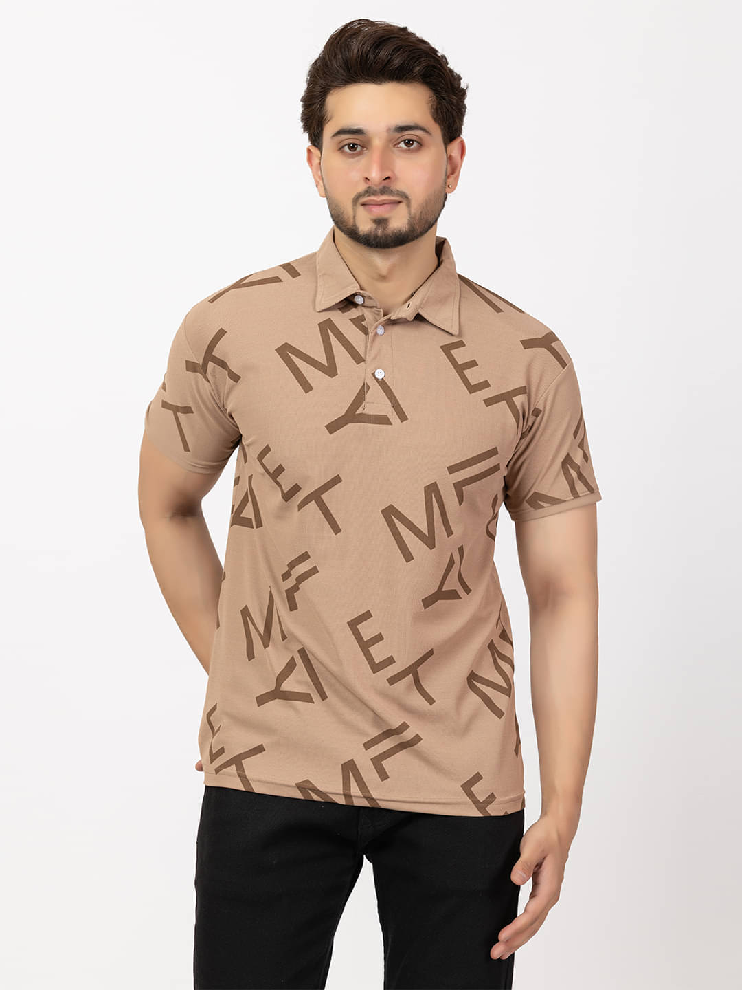 BUFFARO Men Cotton Regular Fit Printed Polo T Shirt ( Coffee ) BUFFARO Men Cotton Regular Fit Printed Polo T Shirt ( Coffee )