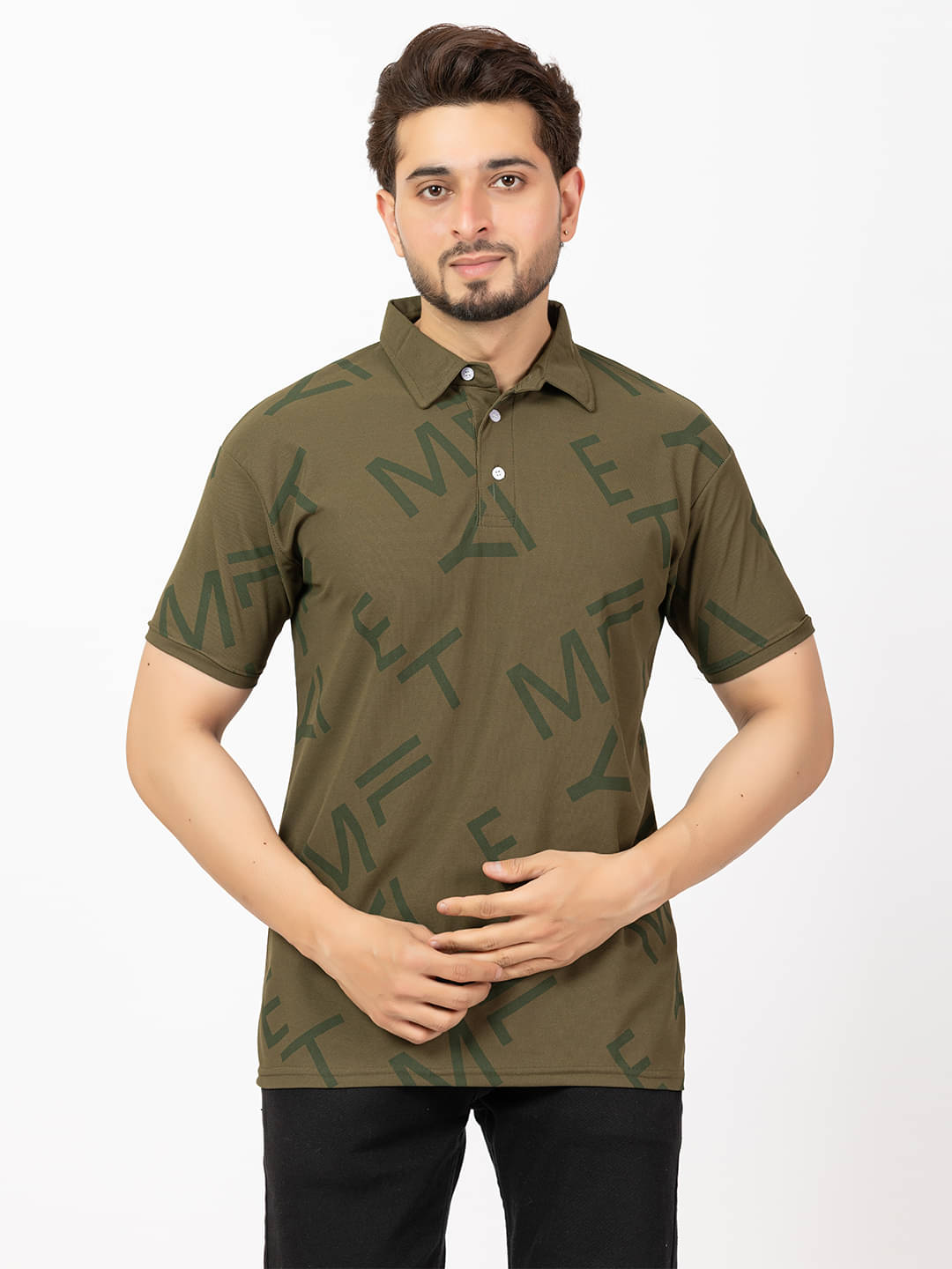 BUFFARO Men Cotton Regular Fit Printed Polo T Shirt ( Olive ) BUFFARO Men Cotton Regular Fit Printed Polo T Shirt ( Olive )