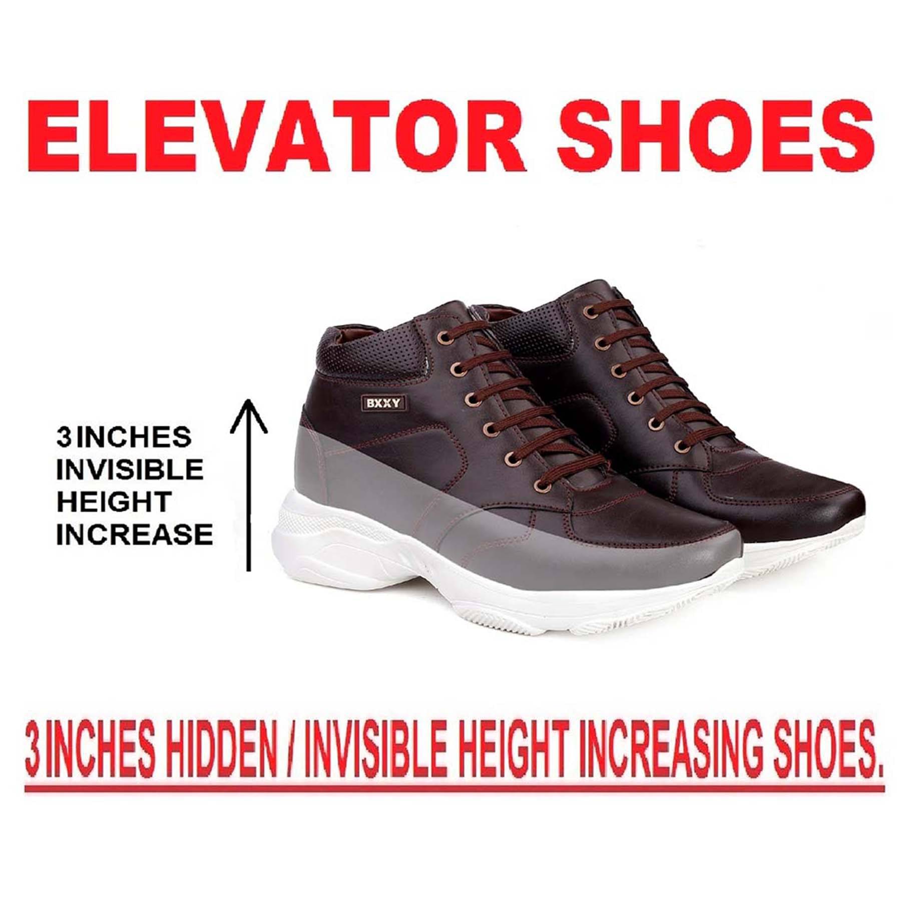BXXY 3Inch Hidden Height Increasing Brown Men's High Tops Shoes BXXY 3Inch Hidden Height Increasing Brown Men's High Tops Shoes