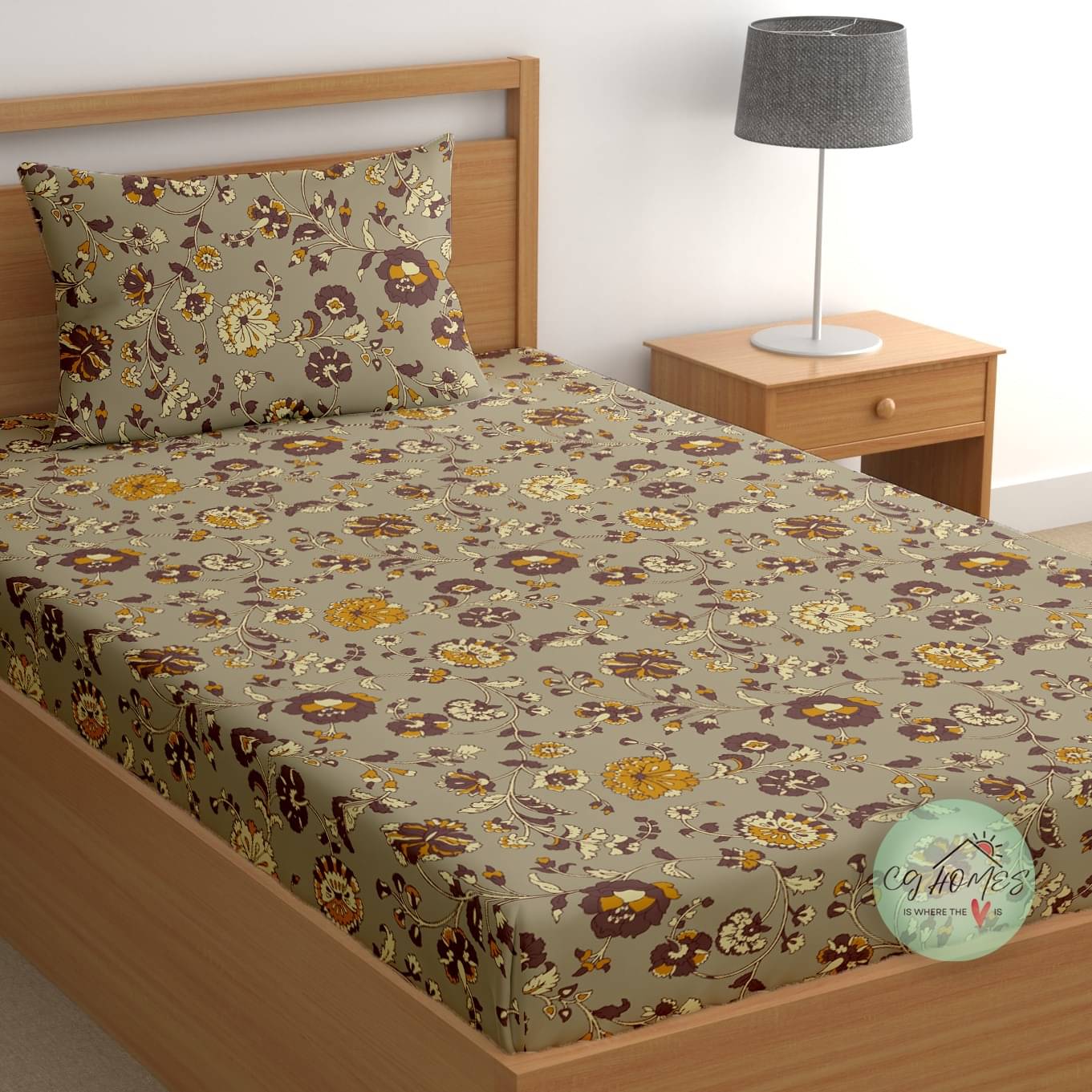 CG HOMES Cotton 1 Single Bedsheet with 1 Pillow Cover ( Brown )     			CG HOMES Cotton 1 Single Bedsheet with 1 Pillow Cover ( Brown )