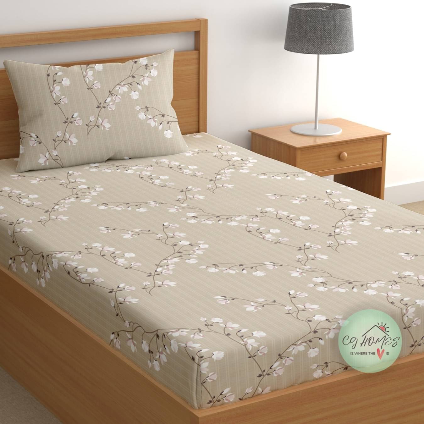 CG HOMES Cotton 1 Single Bedsheet with 1 Pillow Cover ( Grey ) CG HOMES Cotton 1 Single Bedsheet with 1 Pillow Cover ( Grey )