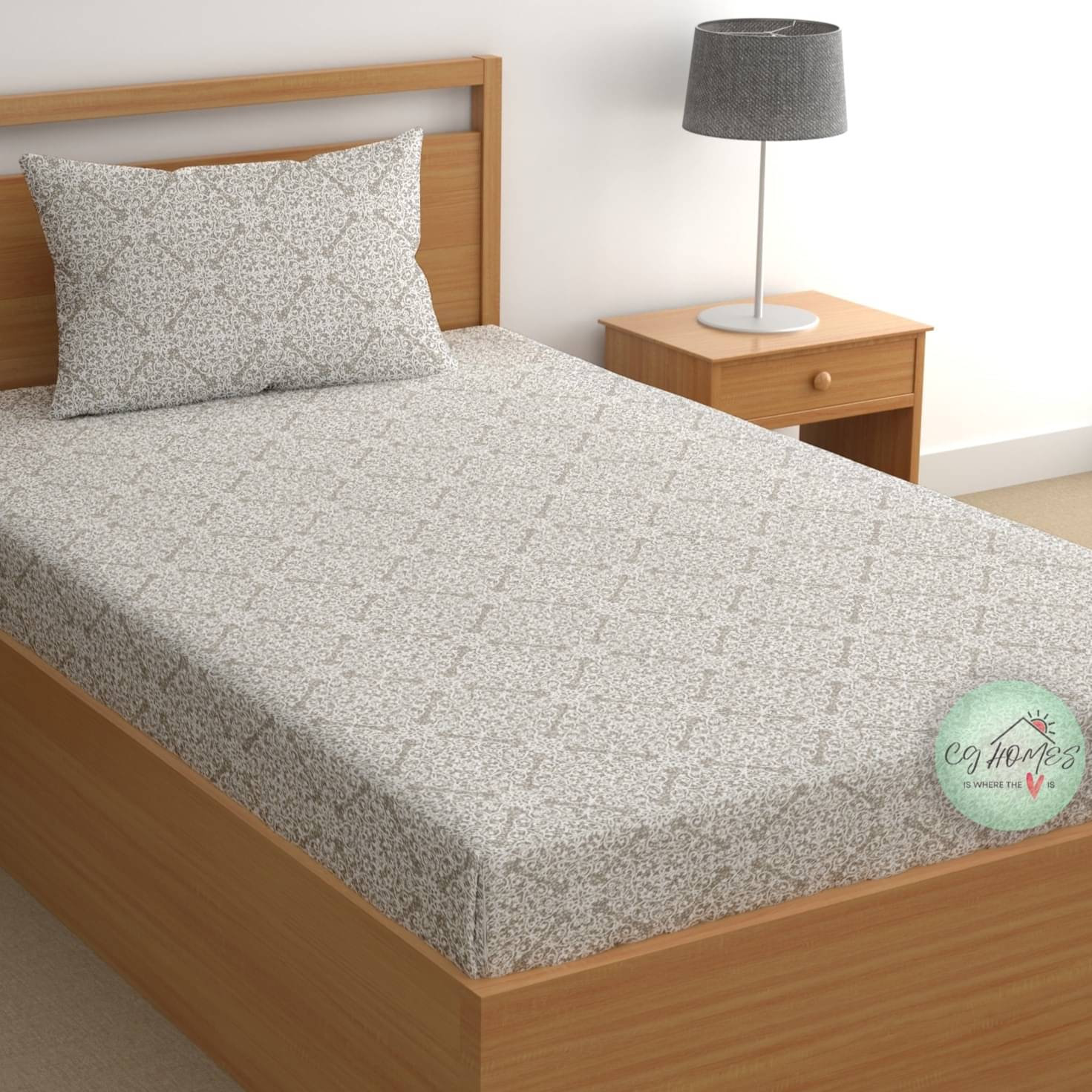CG HOMES Cotton 1 Single Bedsheet with 1 Pillow Cover ( Grey )     			CG HOMES Cotton 1 Single Bedsheet with 1 Pillow Cover ( Grey )