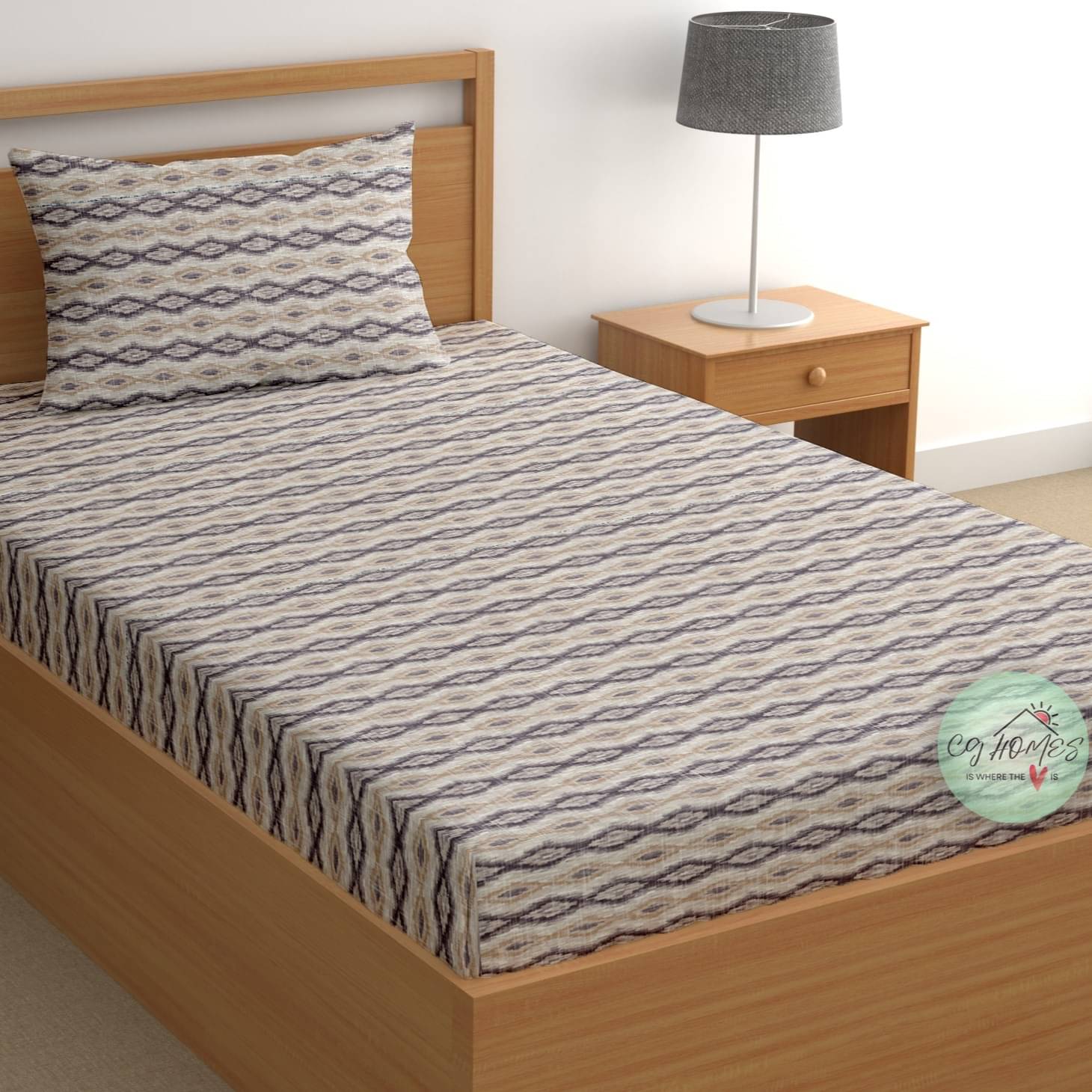 CG HOMES Cotton 1 Single Bedsheet with 1 Pillow Cover ( Grey )     			CG HOMES Cotton 1 Single Bedsheet with 1 Pillow Cover ( Grey )