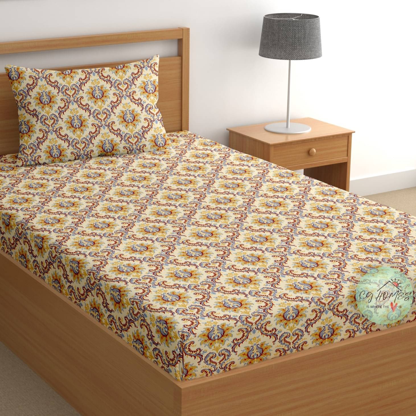 CG HOMES Cotton 1 Single Bedsheet with 1 Pillow Cover ( Multicolor )     			CG HOMES Cotton 1 Single Bedsheet with 1 Pillow Cover ( Multicolor )