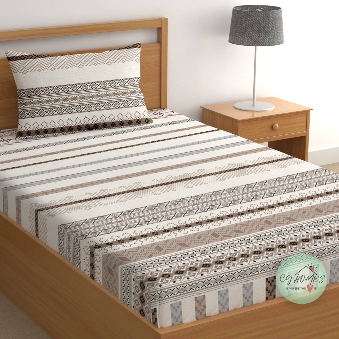 CG HOMES Cotton 1 Single Bedsheet with 1 Pillow Cover ( Multicolor )     			CG HOMES Cotton 1 Single Bedsheet with 1 Pillow Cover ( Multicolor )