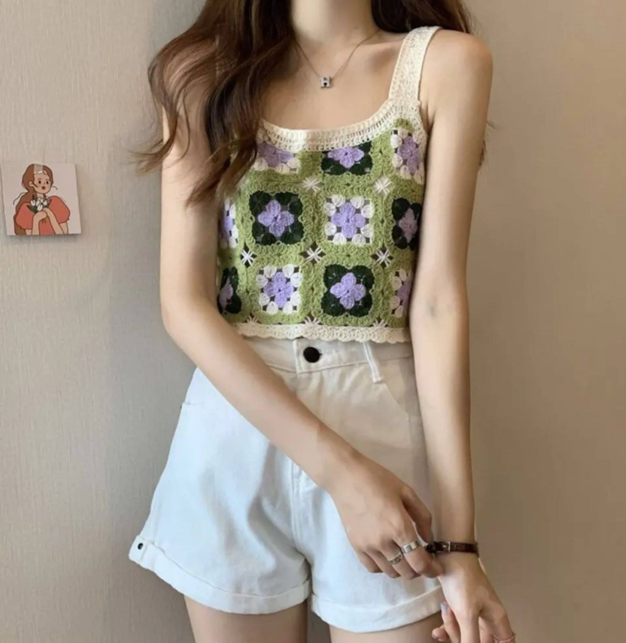     			COMFY ATTIRE Women's Crochet Crop Top ( Green )