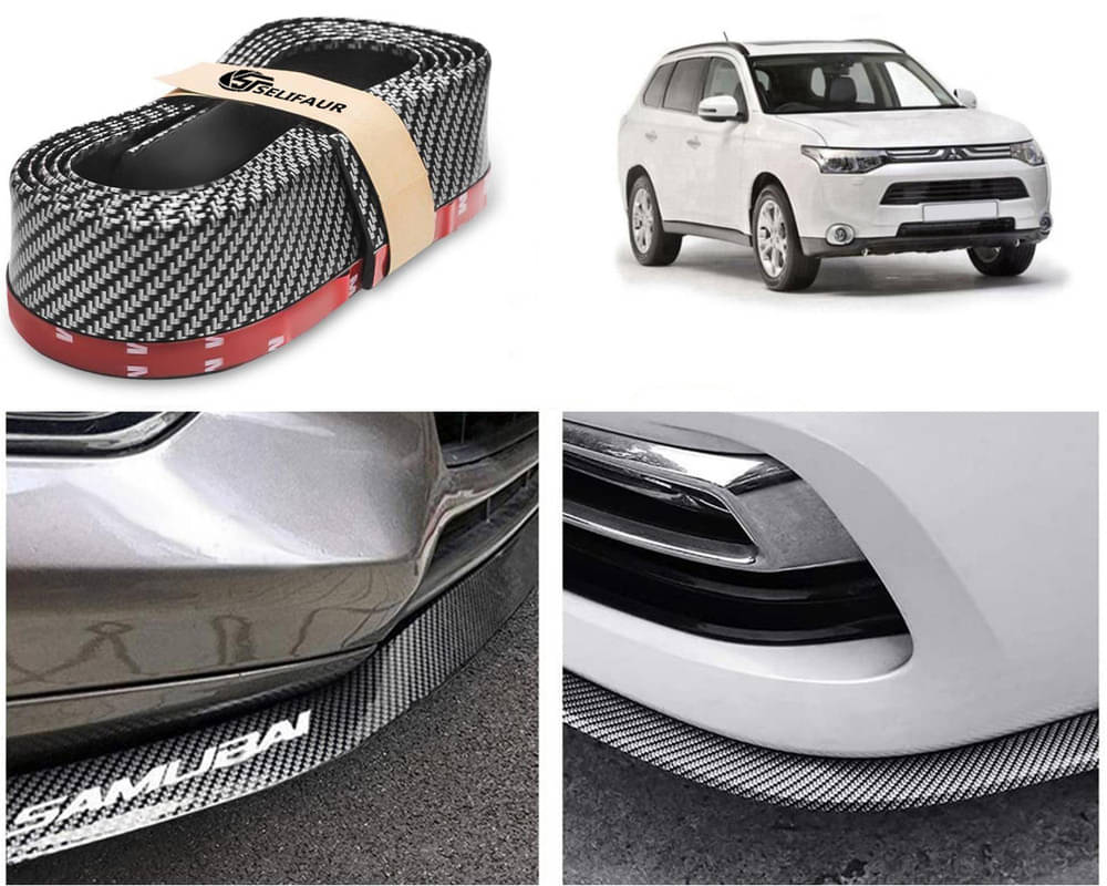     			Car Front Bumper Protector Lip | Car Samurai Bumper Protector | Black Car Body Kit Bumper Lip Side Skirt Rubber Compatible For Outlander