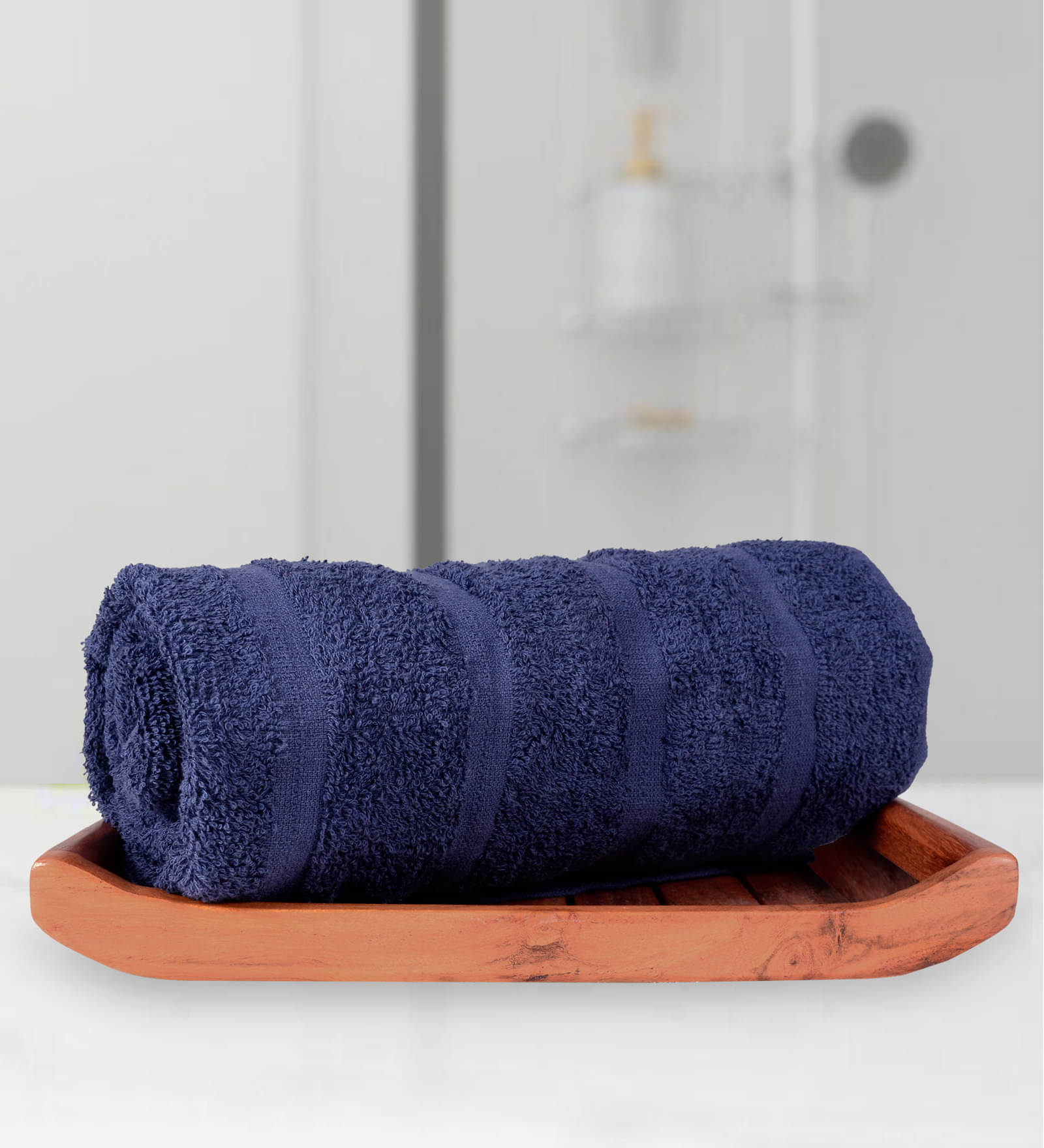     			DIVINE CASA Pack of 1 Cotton Below 300 -GSM Bath Towel ( Navy Blue )