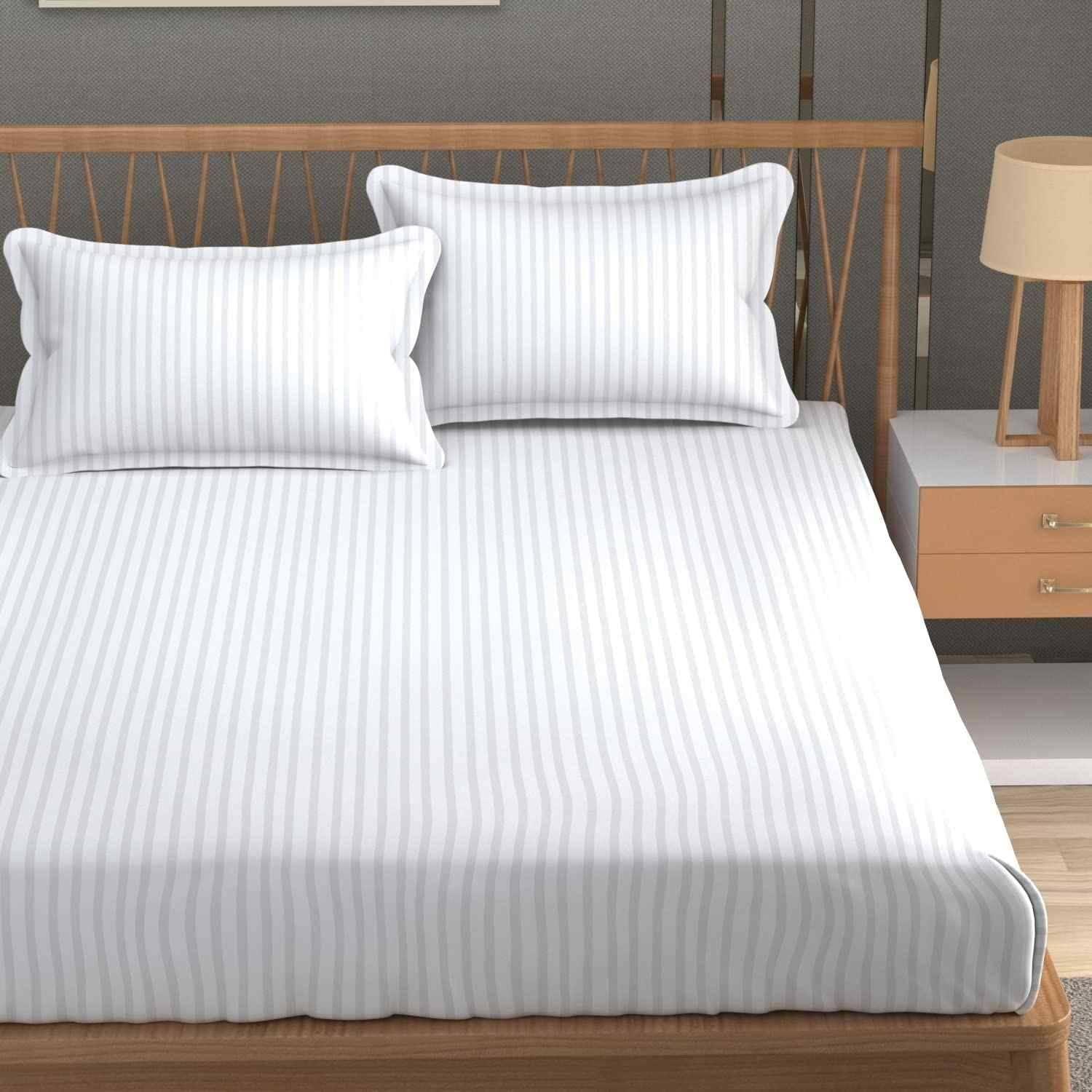     			DOMES FAB Satin 1 Double Bedsheet with 2 Pillow Covers ( White )