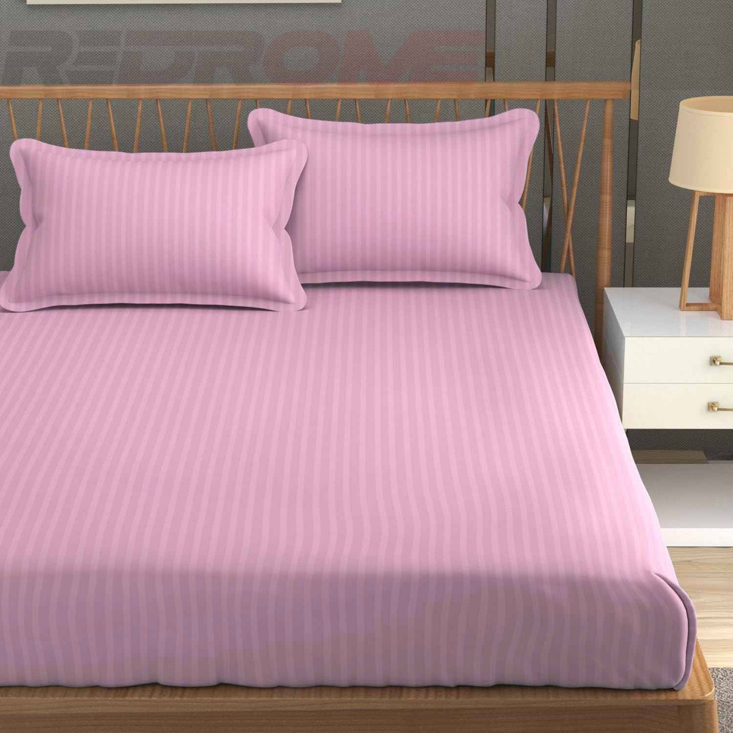     			DOMES FAB Satin 1 Double Bedsheet with 2 Pillow Covers ( Pink )