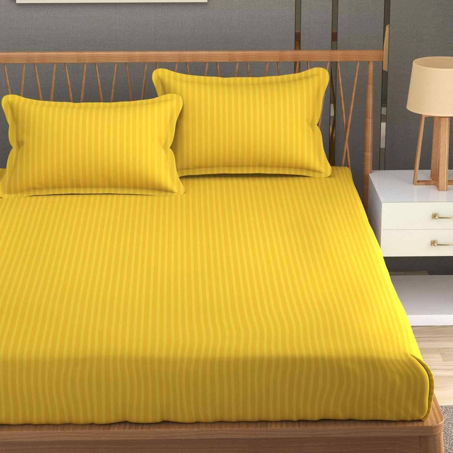     			DOMES FAB Satin 1 Double Bedsheet with 2 Pillow Covers ( Yellow )