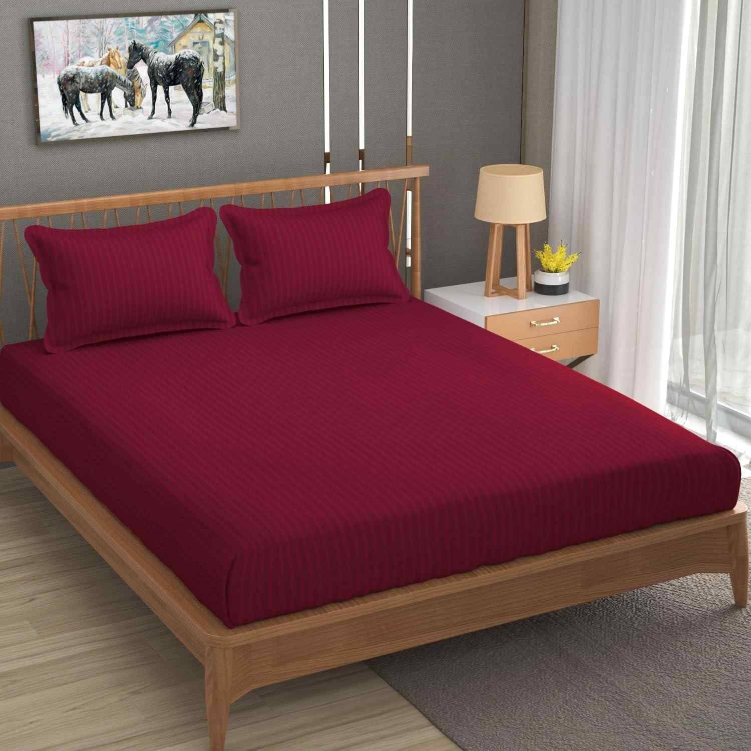     			DOMES FAB Satin 1 Double Bedsheet with 2 Pillow Covers ( Maroon )
