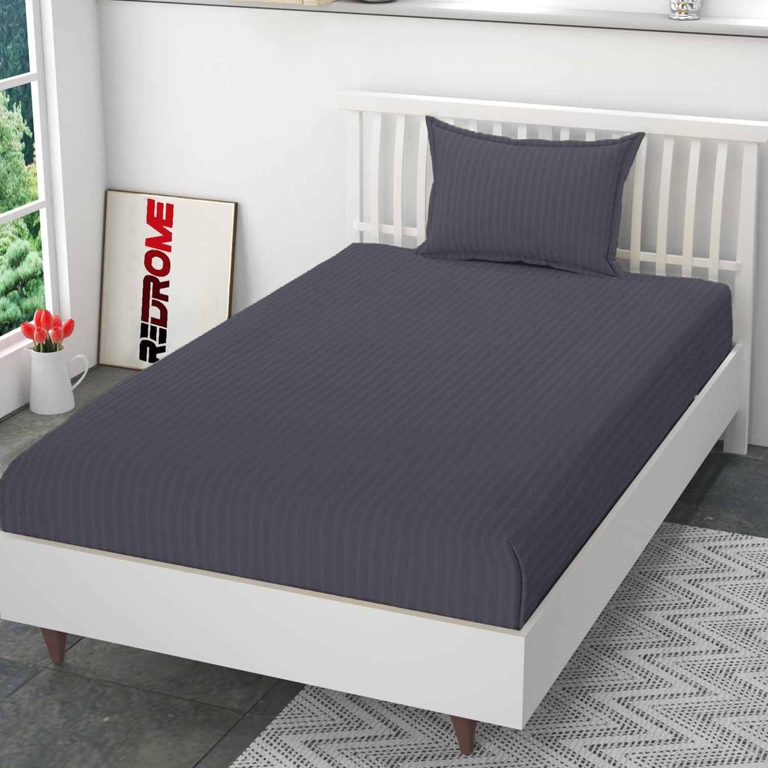     			DOMES FAB Satin 1 Single Bedsheet with 1 Pillow Cover ( Grey )