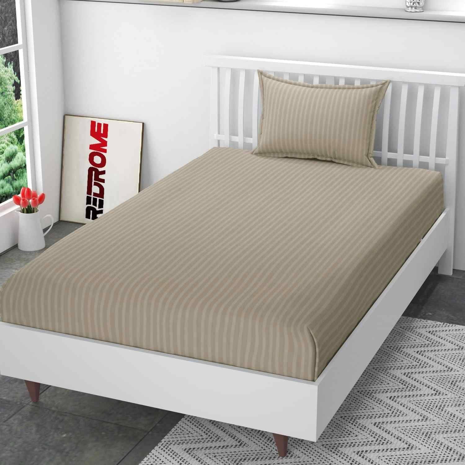     			DOMES FAB Satin 1 Single Bedsheet with 1 Pillow Cover ( Beige )