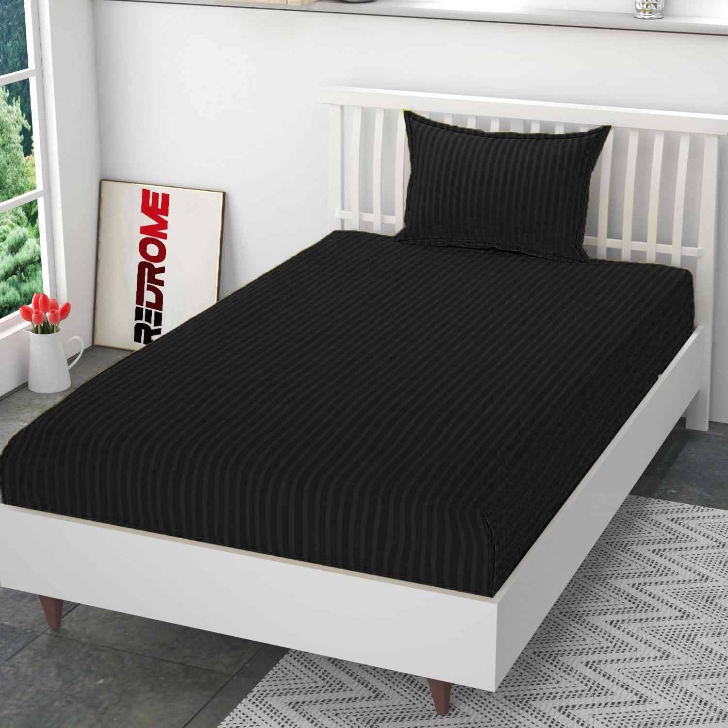 DOMES FAB Satin 1 Single Bedsheet with 1 Pillow Cover ( Black )     			DOMES FAB Satin 1 Single Bedsheet with 1 Pillow Cover ( Black )