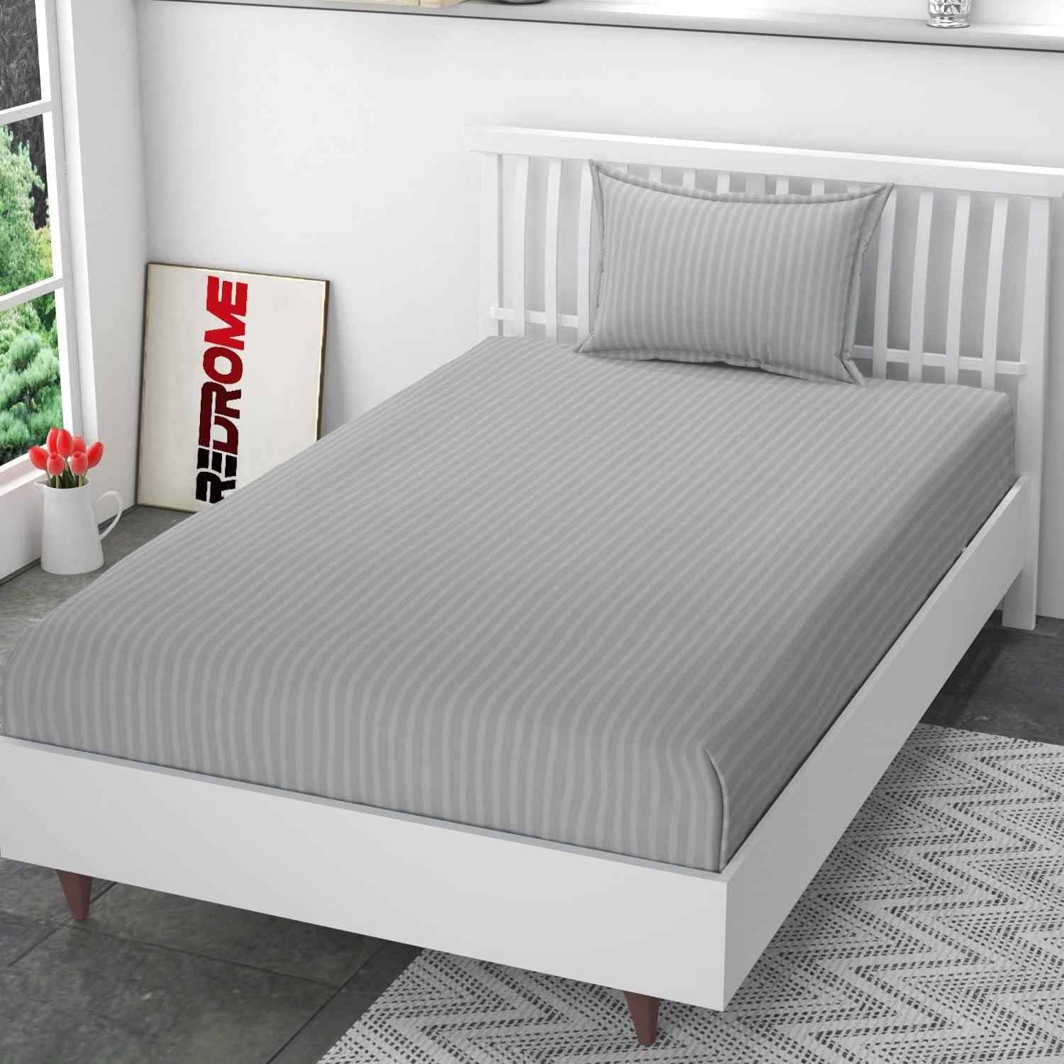 DOMES FAB Satin 1 Single Bedsheet with 1 Pillow Cover ( Silver ) DOMES FAB Satin 1 Single Bedsheet with 1 Pillow Cover ( Silver )