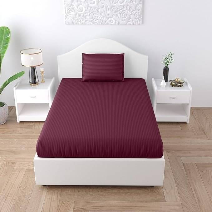     			DOMES FAB Satin 1 Single Bedsheet with 1 Pillow Cover ( Purple )