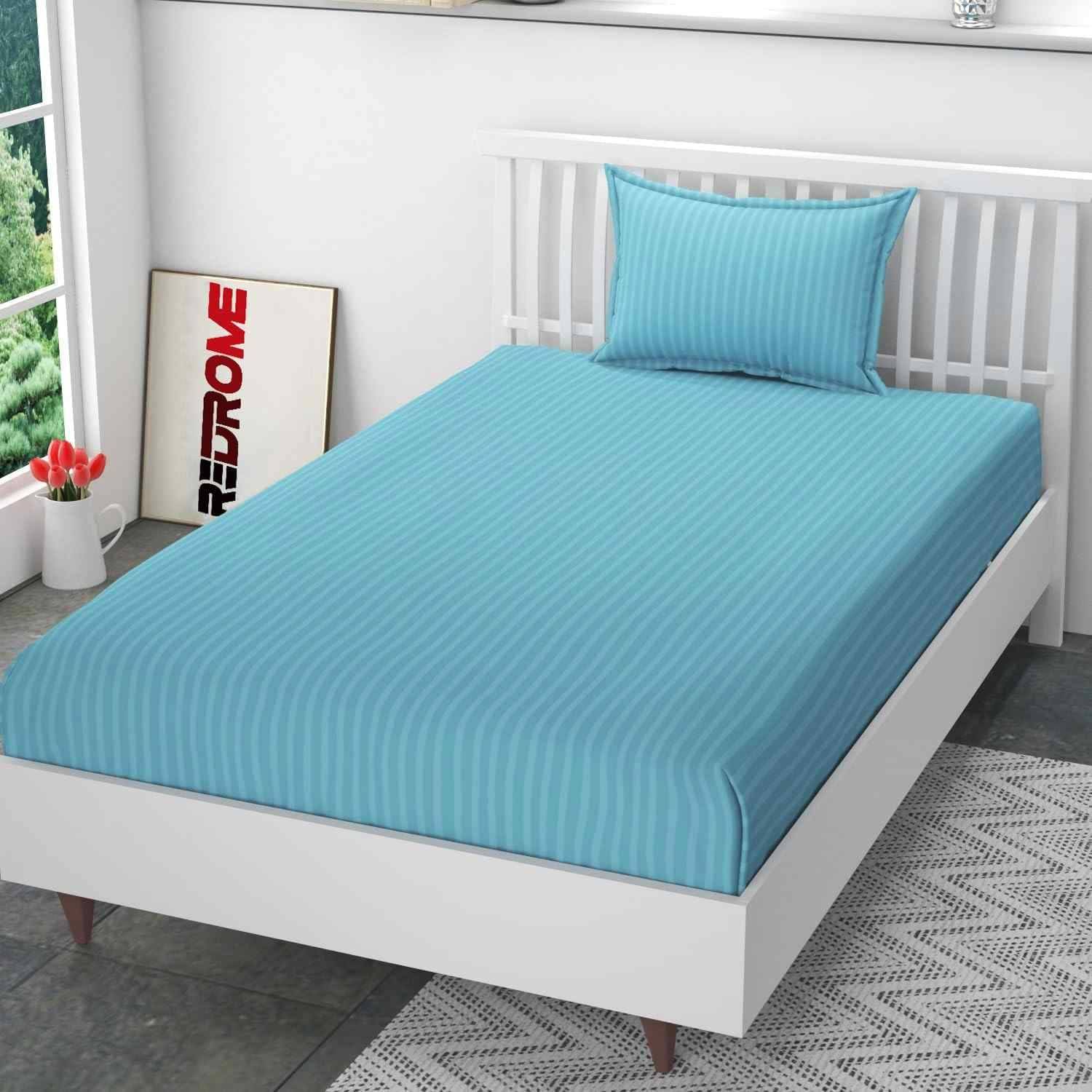 DOMES FAB Satin 1 Single Bedsheet with 1 Pillow Cover ( Blue ) DOMES FAB Satin 1 Single Bedsheet with 1 Pillow Cover ( Blue )