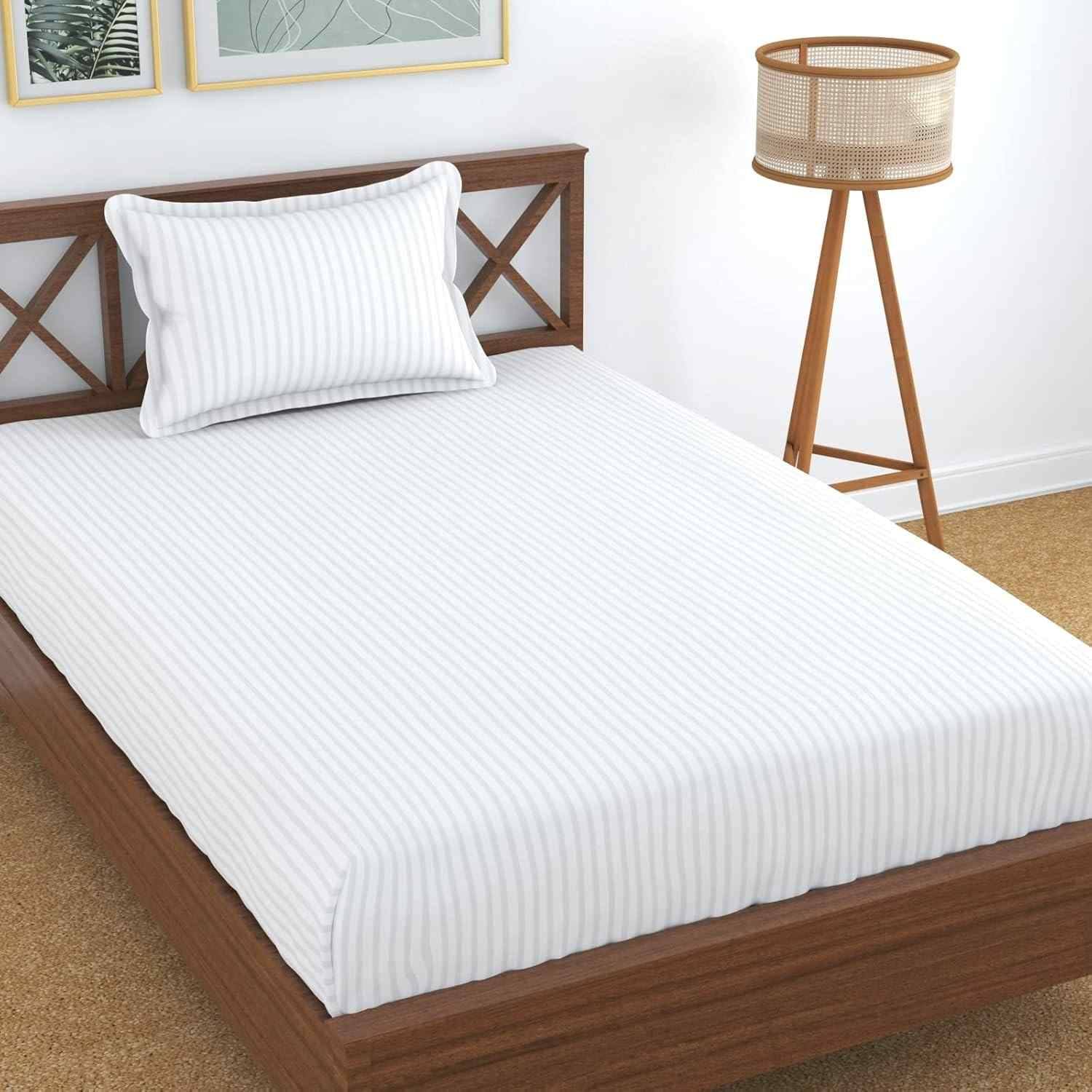 DOMES FAB Satin 1 Single Bedsheet with 1 Pillow Cover ( White )     			DOMES FAB Satin 1 Single Bedsheet with 1 Pillow Cover ( White )